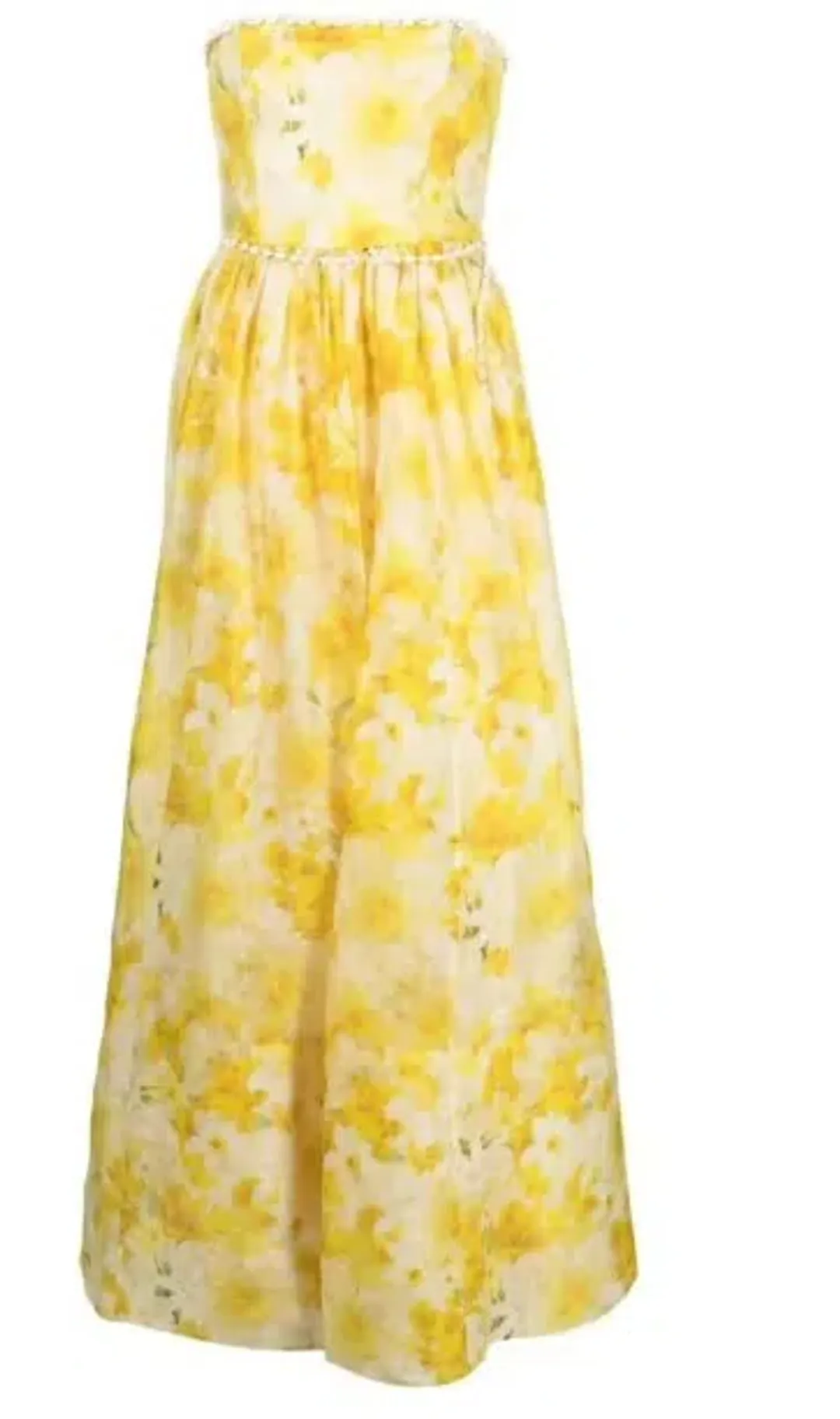 Zimmermann Wonderland Shell Embellished Silk Blend Gown Yellow Size AU 8 for rent on The Volte - main image