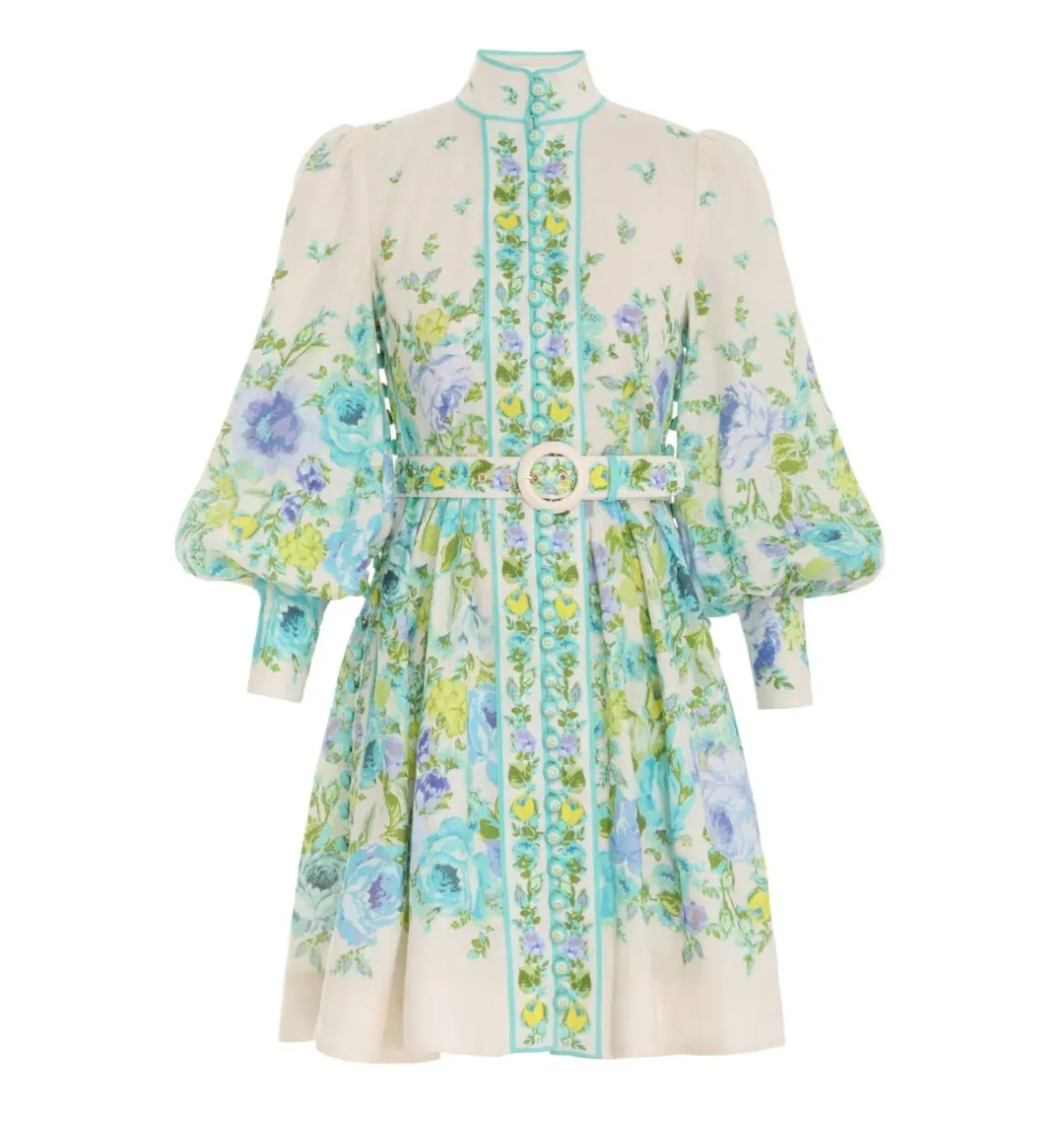 Zimmermann Raie Buttoned Mini Dress Floral Size 3 / AU 14 for rent on The Volte - main image