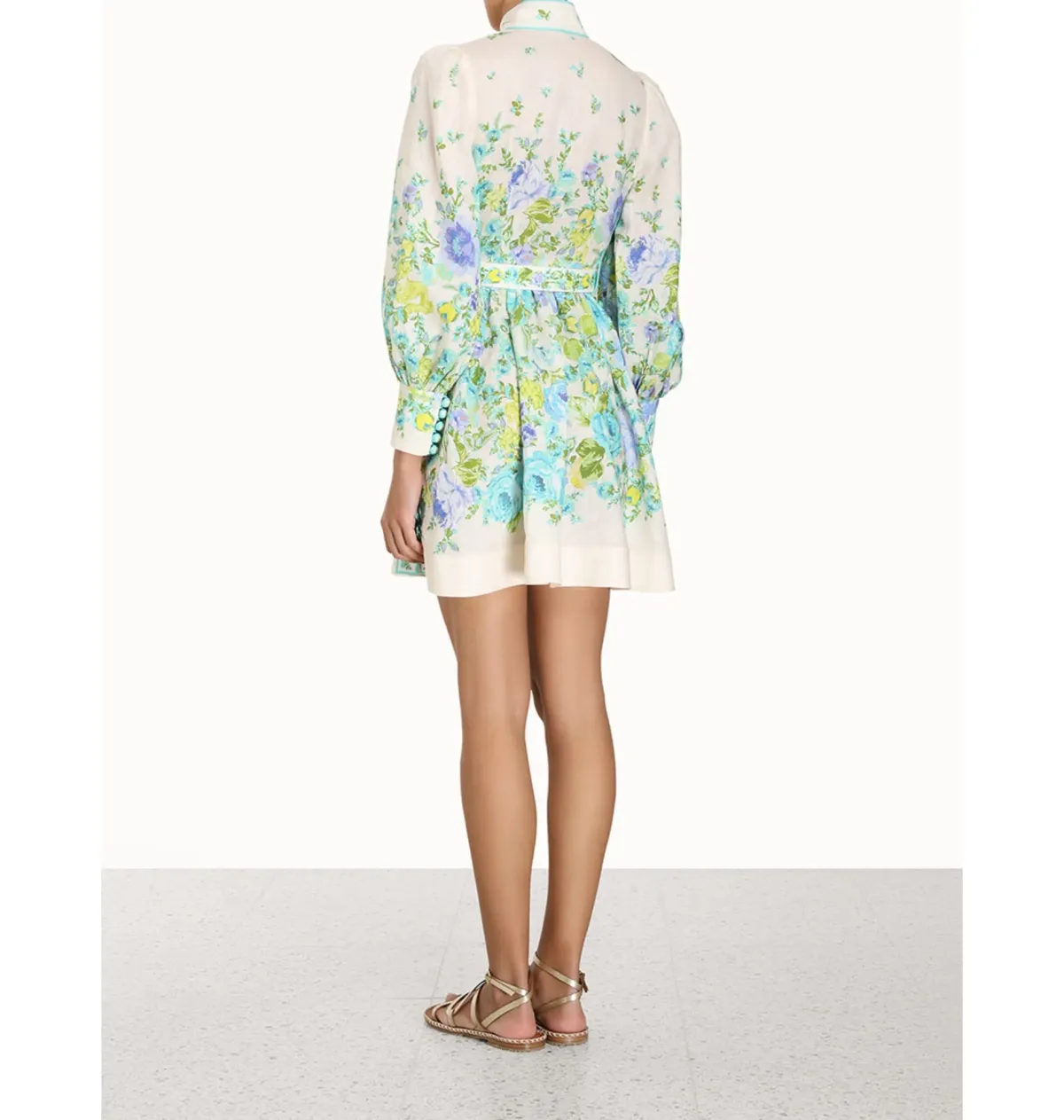 Zimmermann Raie Buttoned Mini Dress Floral Size 3 / AU 14 - Image 3