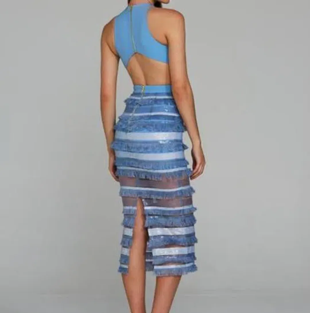 Eliya The Label Oriana Dress Blue Size 6 for rent on The Volte - main image