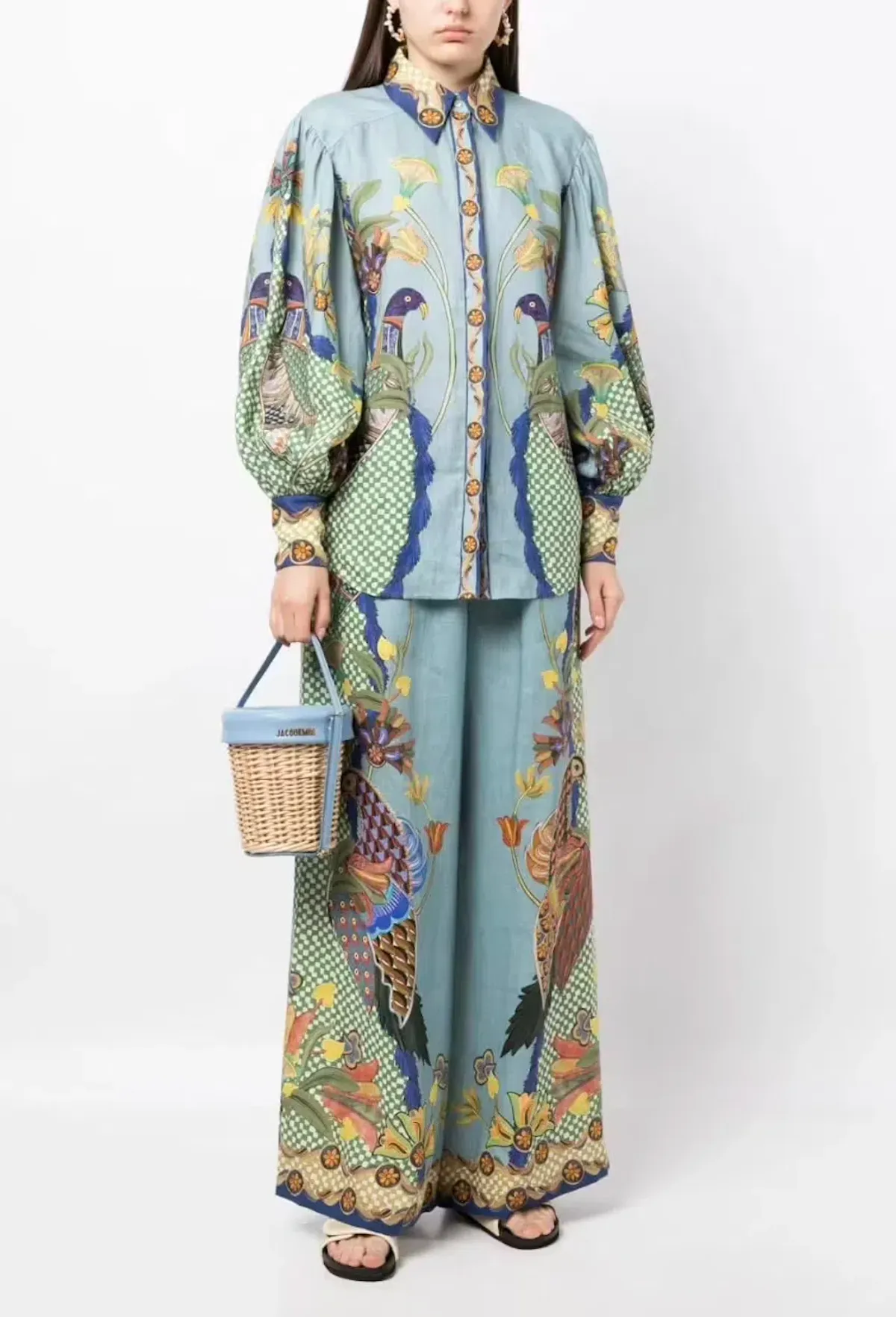 Alemais Gilly Shirt & Pant Set Misty Blue Print Size AU 14 - Image 1