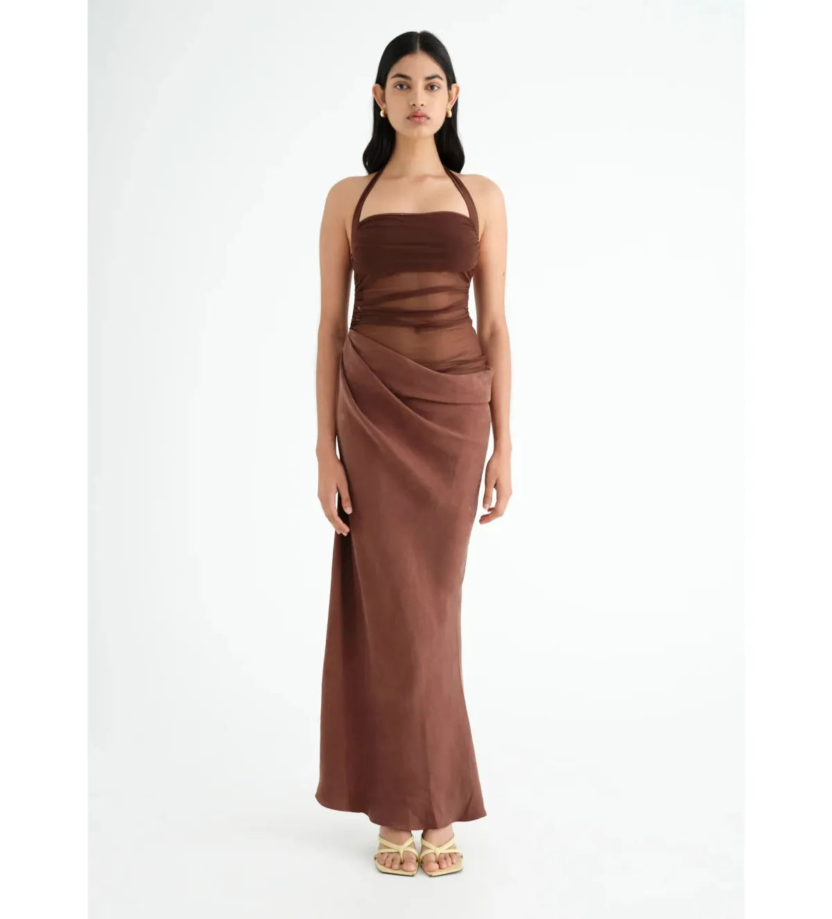 Benni Gina Halter Maxi Dress in Chocolate Size XL / AU 14  - Image 1