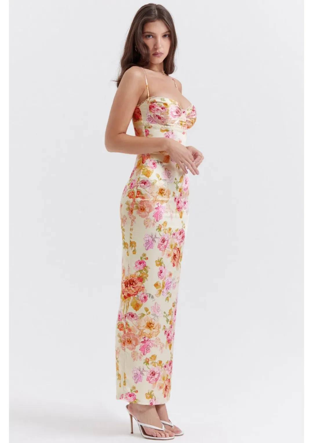 House of CB Josefina Maxi Dress in Ivory Floral Size S / AU 8 for rent on The Volte - main image