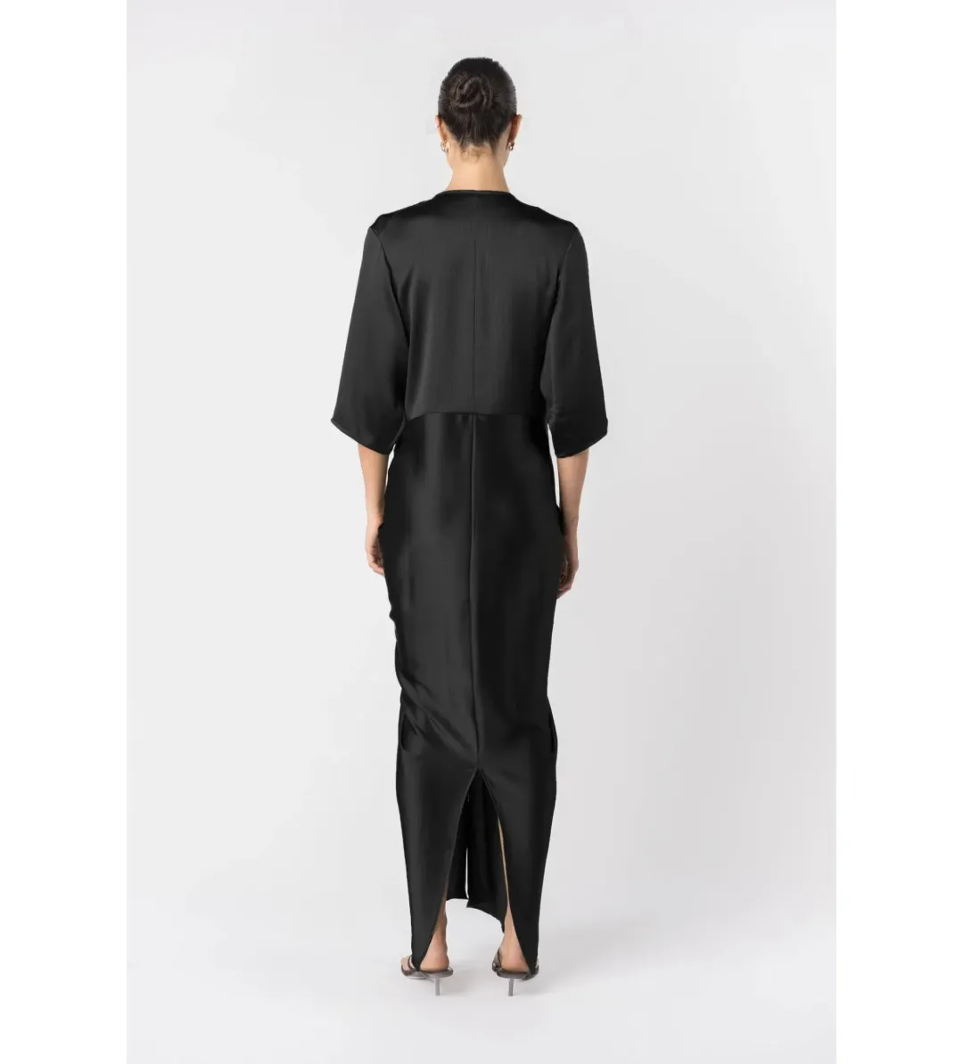 One Fell Swoop Alex Kimono Maxi Dress Obsidian Size AU 10 for rent on The Volte - main image