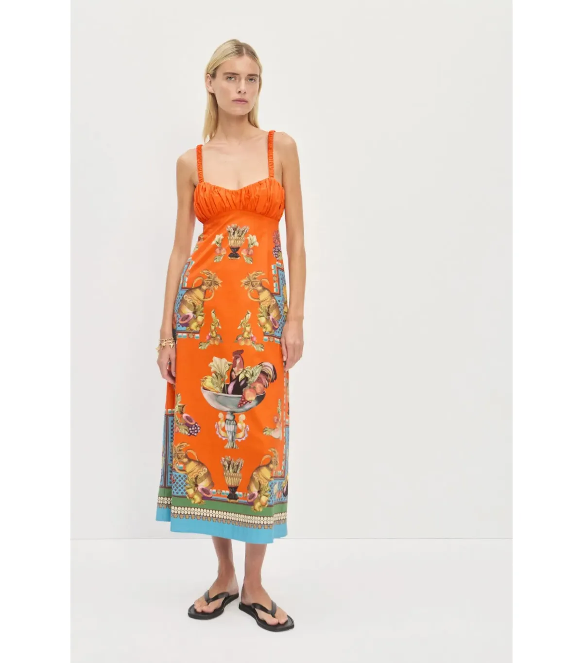 Alemais Rocco Midi Dress Orange Print Size AU 10 - Image 1
