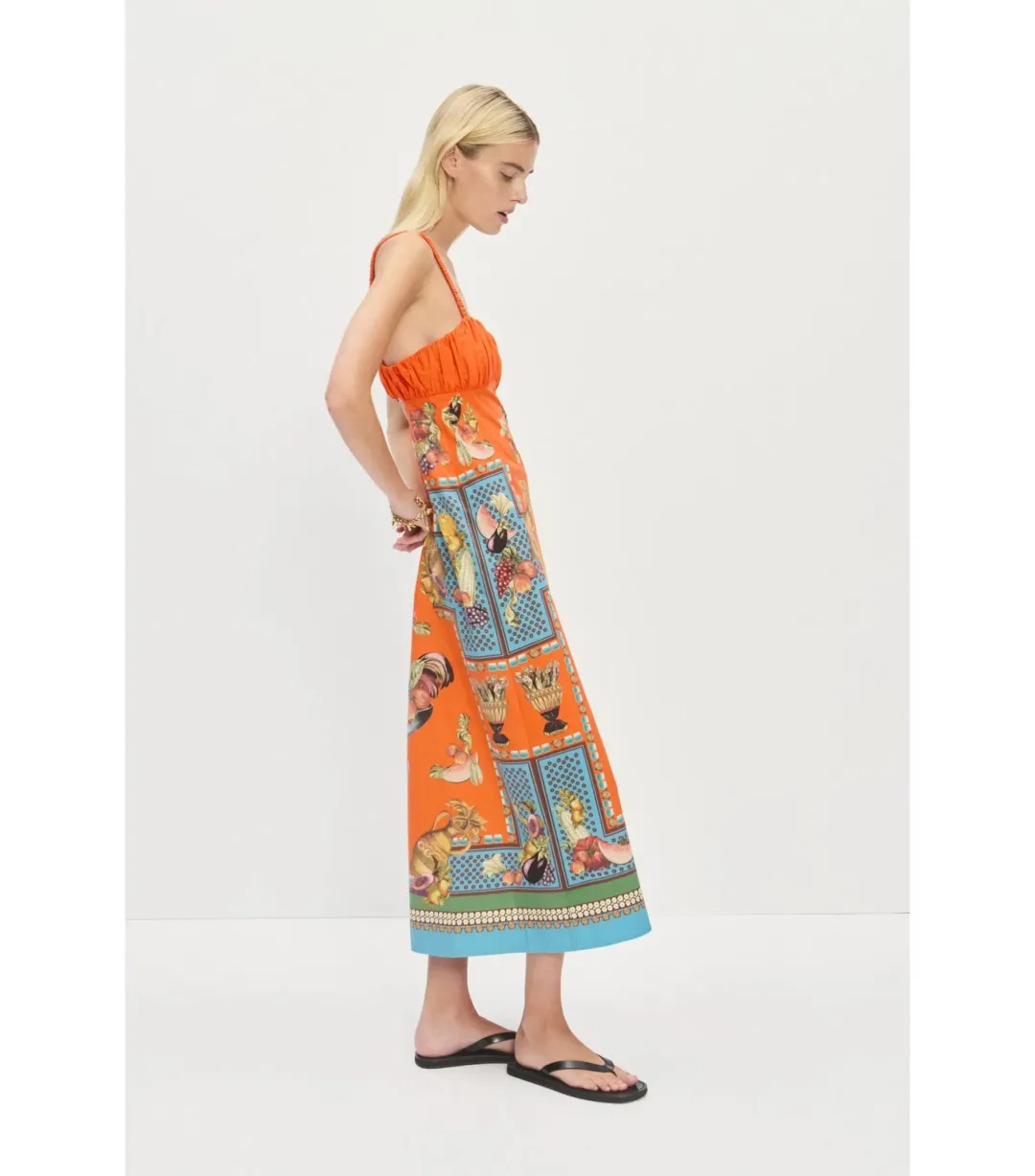 Alemais Rocco Midi Dress Orange Print Size AU 10 for rent on The Volte - main image