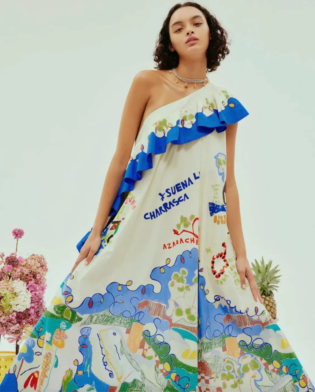 Alemais Nadia One Shoulder Ruffle Midi Dress Multi Size AU 16 for rent on The Volte - main image