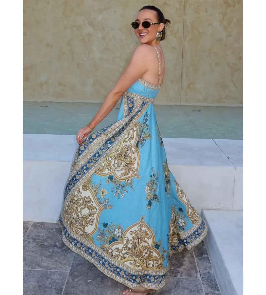 Alemais La Sirena Exclusive Cassie Sundress in Blue Size 8 for rent on The Volte - main image