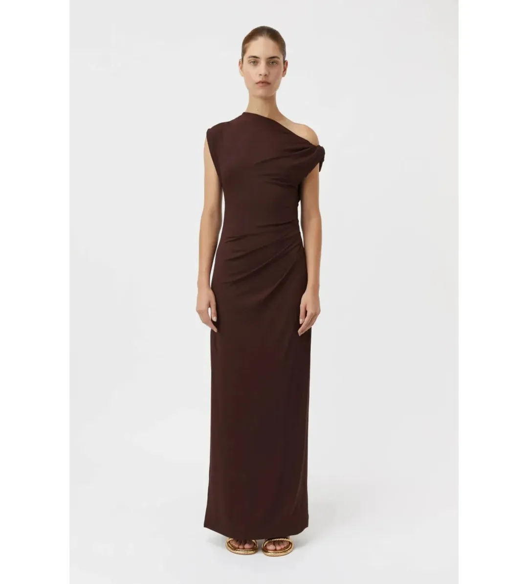 Camilla and Marc Annalise Maxi Dress Chocolate Brown Size AU 12 for rent on The Volte - main image