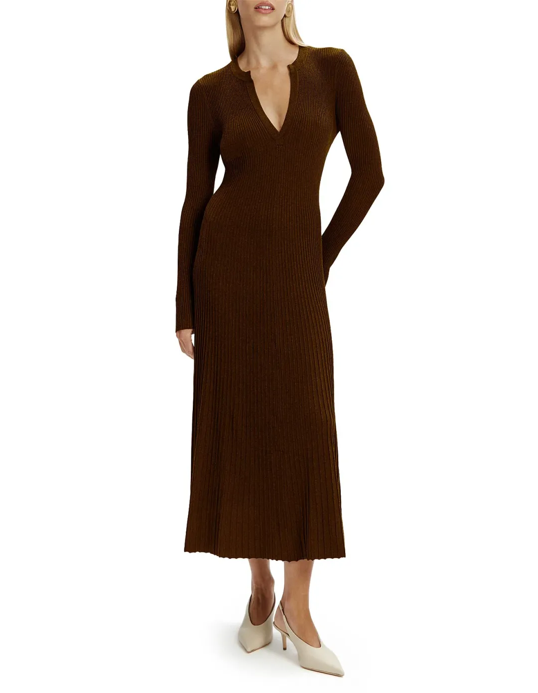 Bardot Hattie Knit Midi Dress Brown Size 14/XL for rent on The Volte - main image