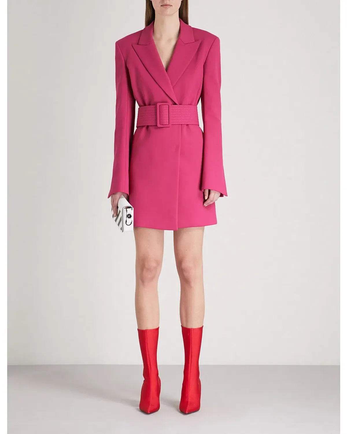 Off-White Belt Blazer Mini Dress Fuchsia Pink Size 8  - Image 1