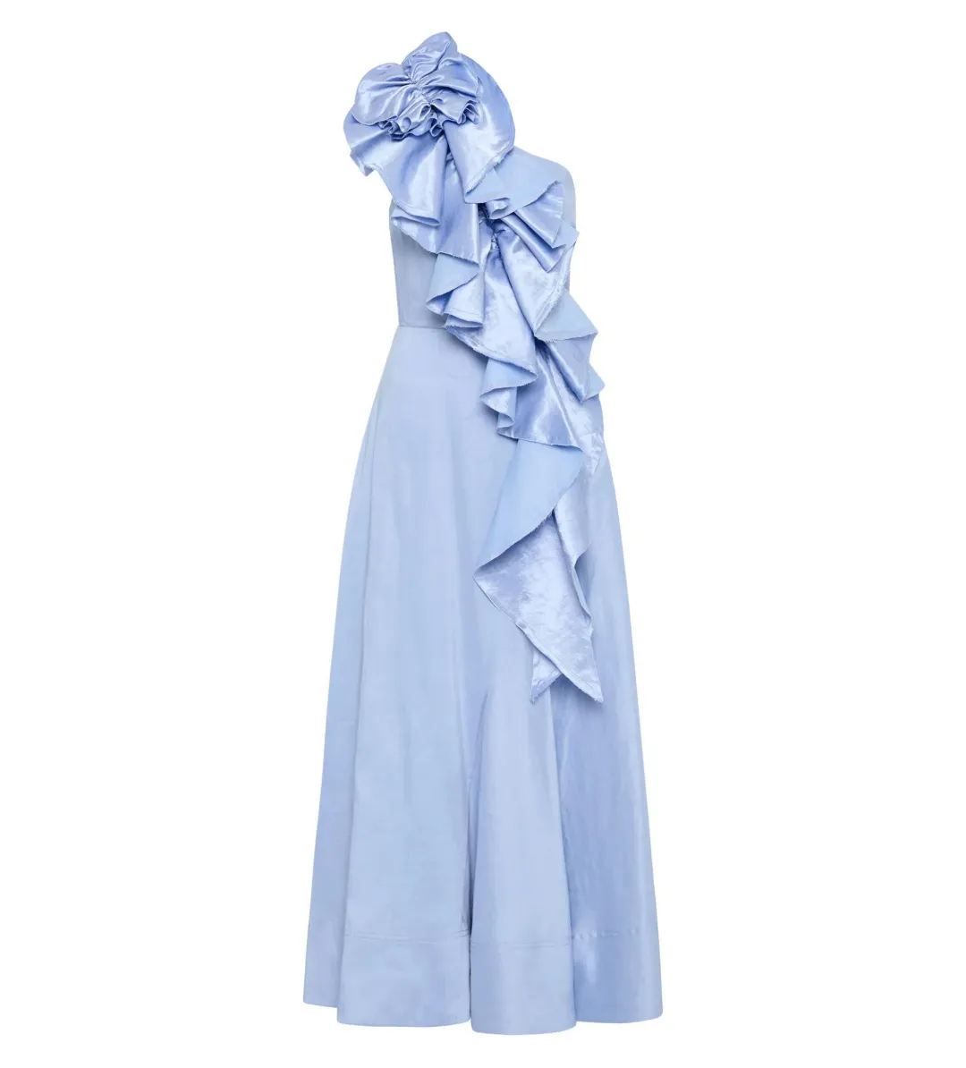 Aje Adelia Ruffle Midi Dress Light Sky Blue Size AU 6 for rent on The Volte - main image