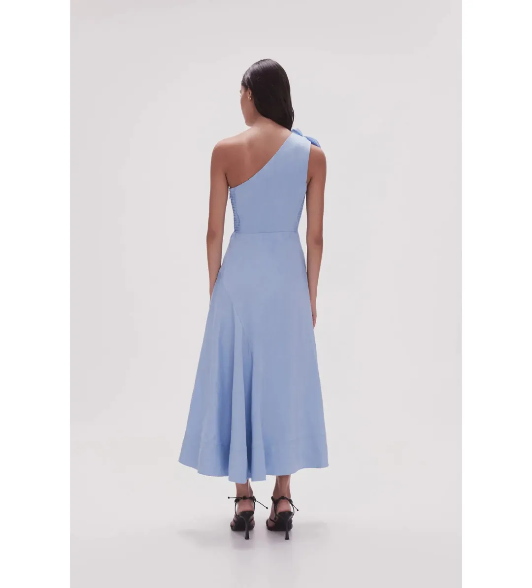 Aje Adelia Ruffle Midi Dress Light Sky Blue Size AU 6 for rent on The Volte - main image