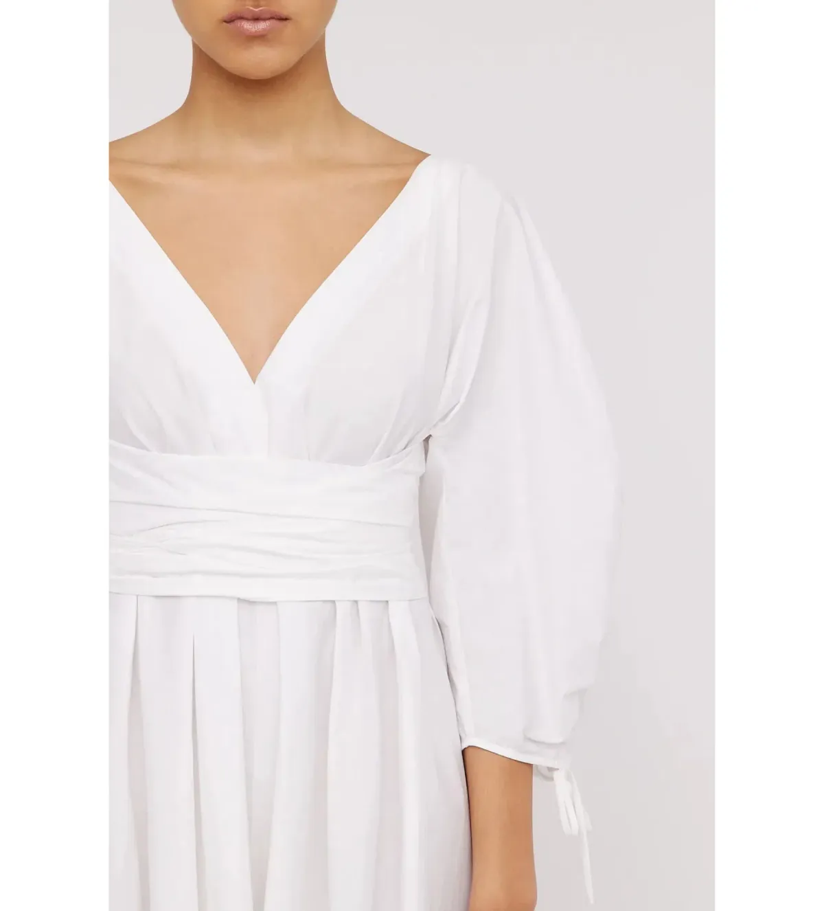 NEW Scanlan Theodore Parachute Sleeve Wrap Mini Dress in White Size XS / AU 6 - Image 4