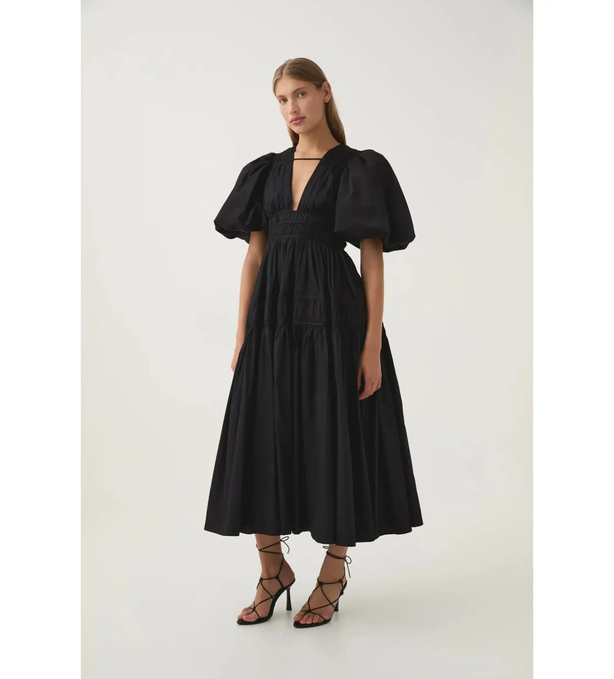 Aje Fallingwater Ruched Midi Dress in Black Size S / AU 8 - Image 3
