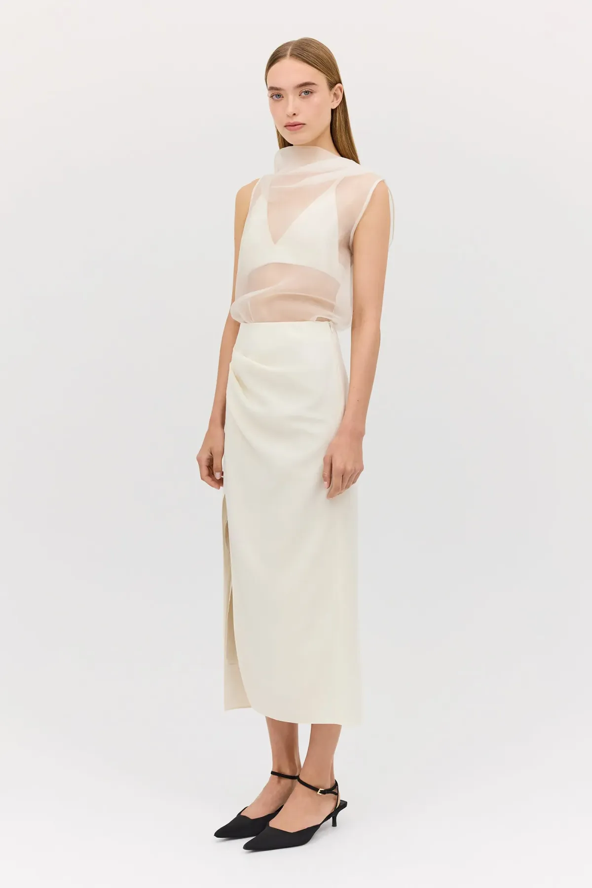 Bianca Spender Cream Organza Cezanne Top Size 10/M - Image 5