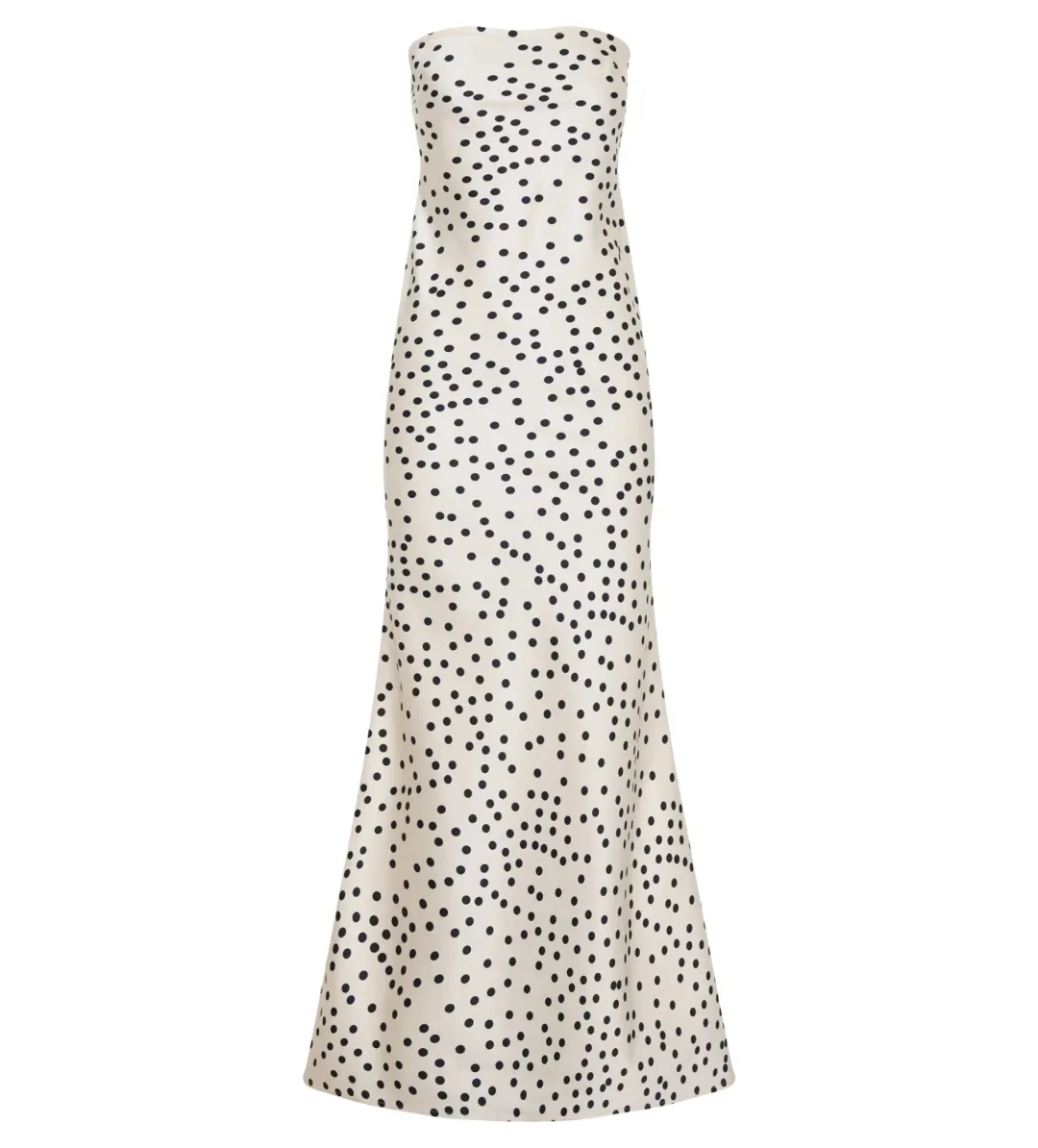 MESHKI Claudette Strapless Satin Maxi Dress Polka Dot Print Size S AU 8 for rent on The Volte - main image