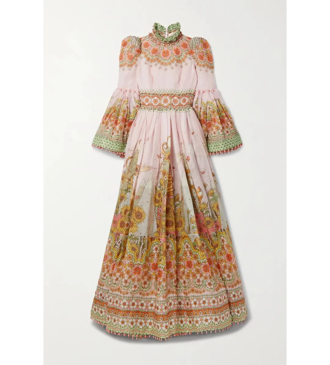 Zimmermann Kaleidoscope Bell Sleeve Gown Multi Floral Size 3 AU 14 for rent on The Volte - main image