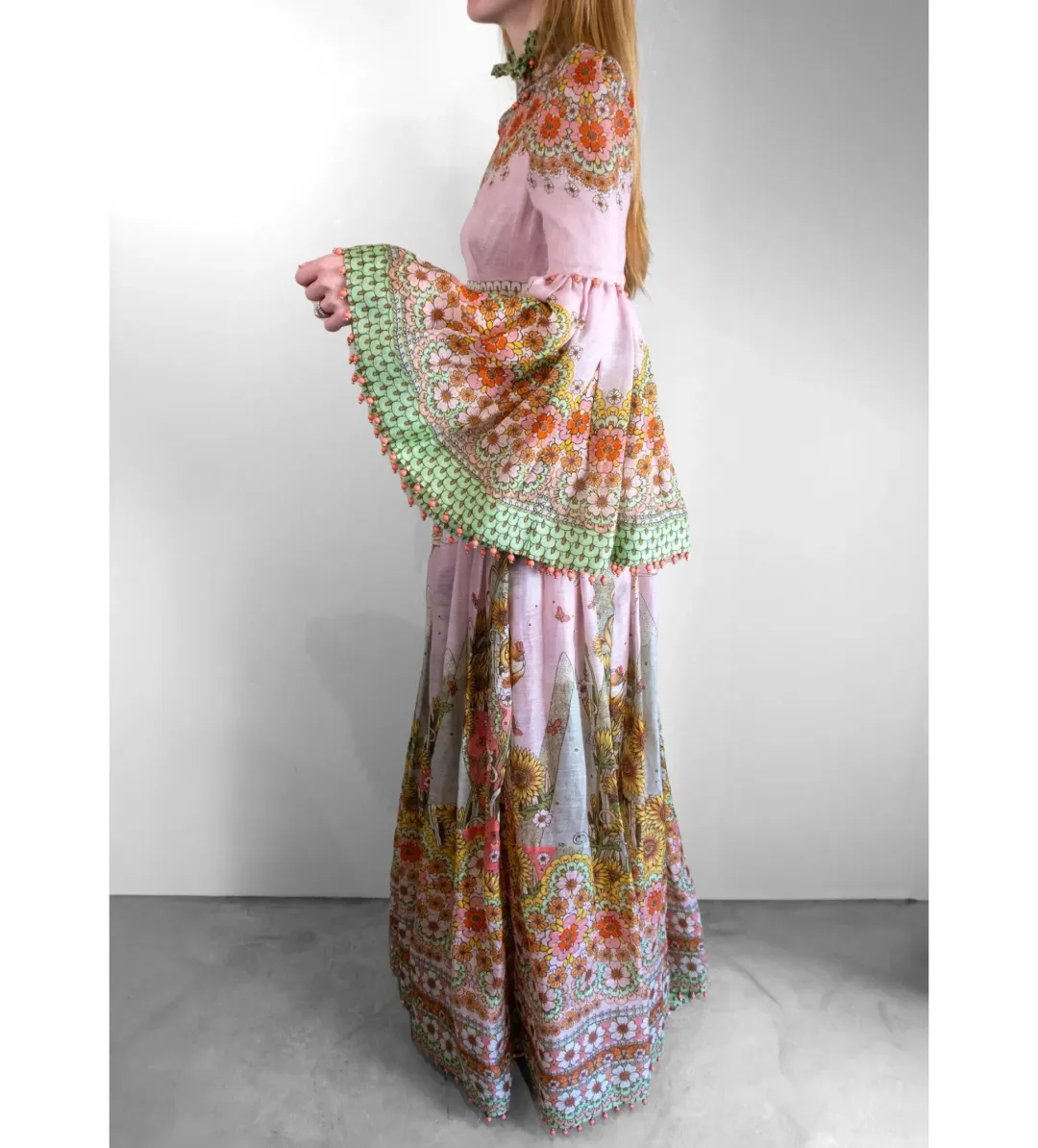 Zimmermann Kaleidoscope Bell Sleeve Gown Multi Floral Size 3 AU 14 for rent on The Volte - main image