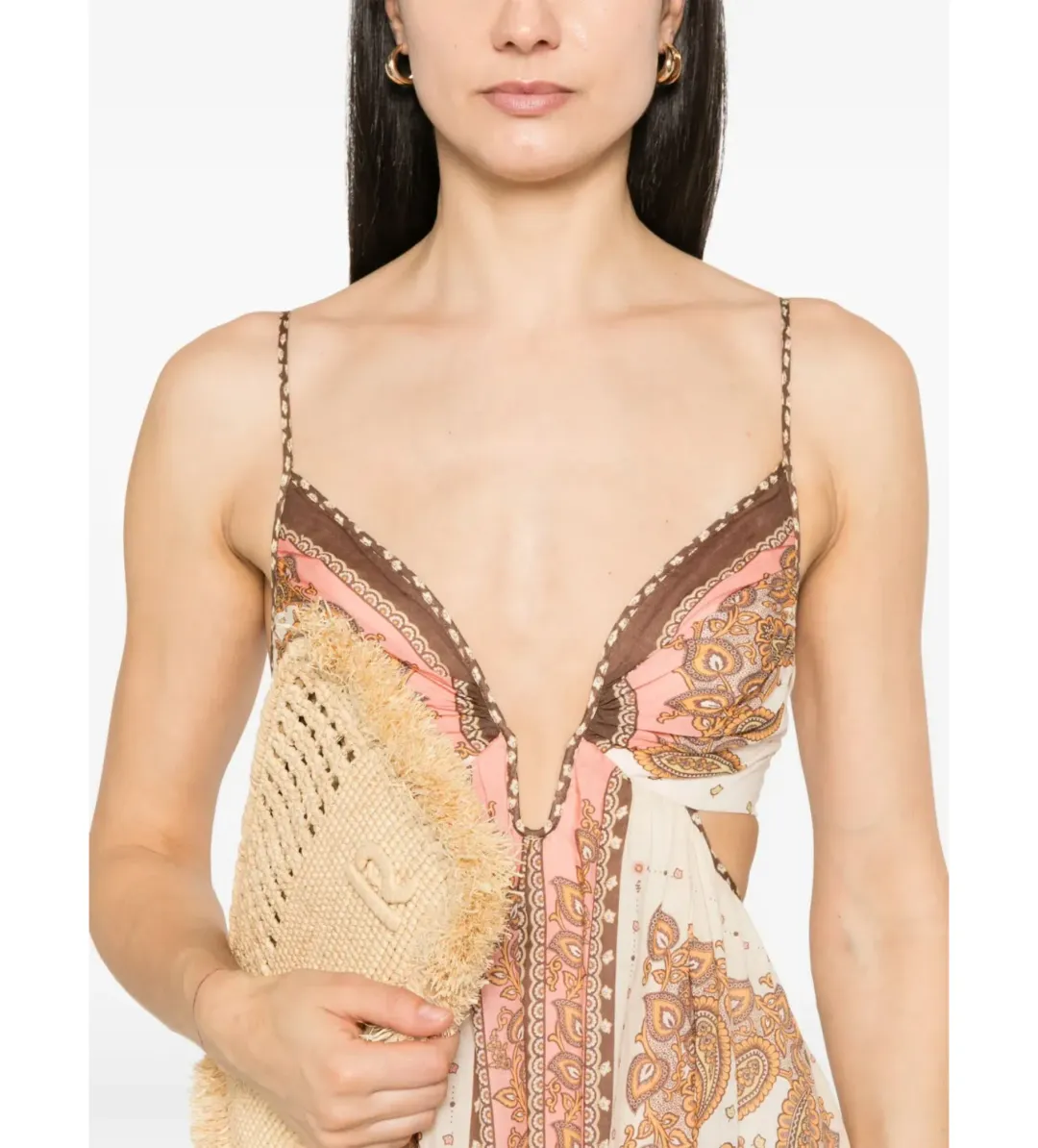 Zimmermann Maxine Plunge Maxi Dress Multi Size 10 for rent on The Volte - main image