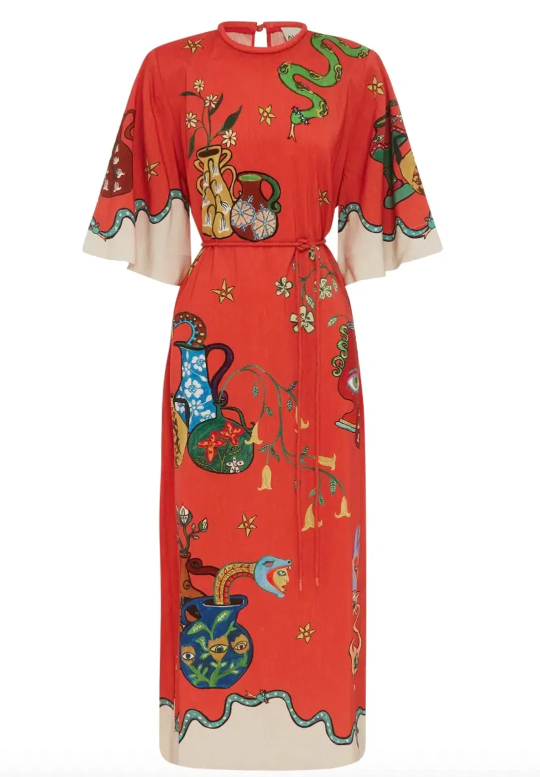 Alémais Rose Tee Midi Dress Red Print Size AU 14 for rent on The Volte - main image