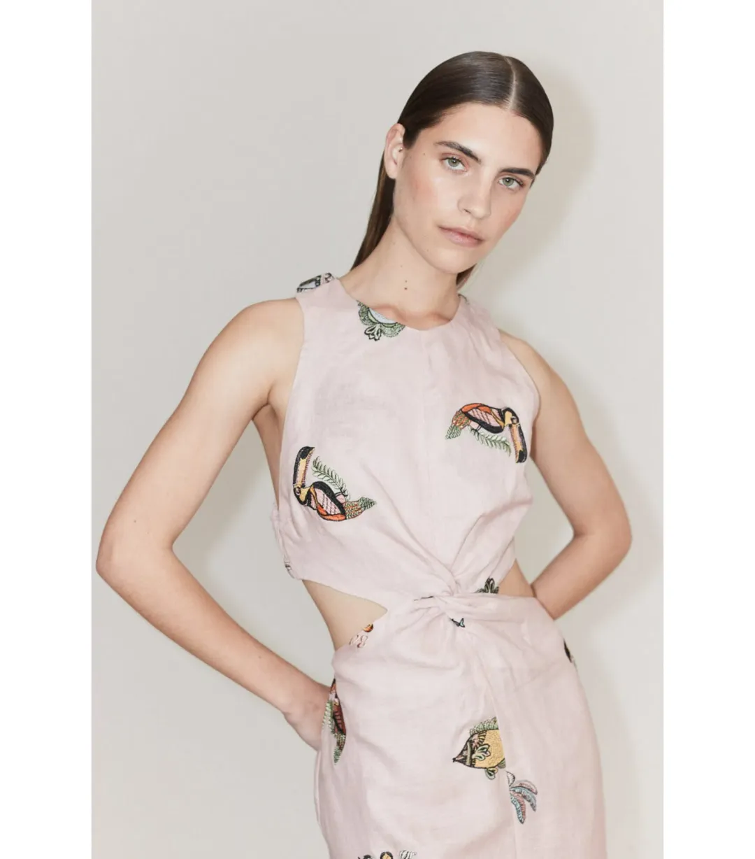 Alémais Vacay Front Twist Midi Dess Pink Size AU 12 for rent on The Volte - main image