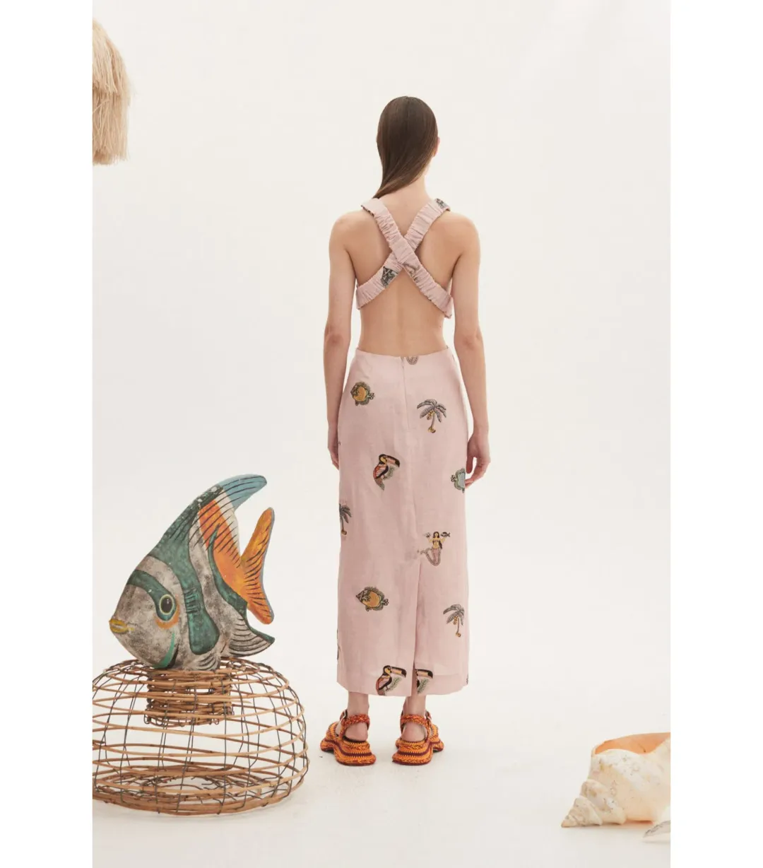 Alémais Vacay Front Twist Midi Dess Pink Size AU 12 for rent on The Volte - main image