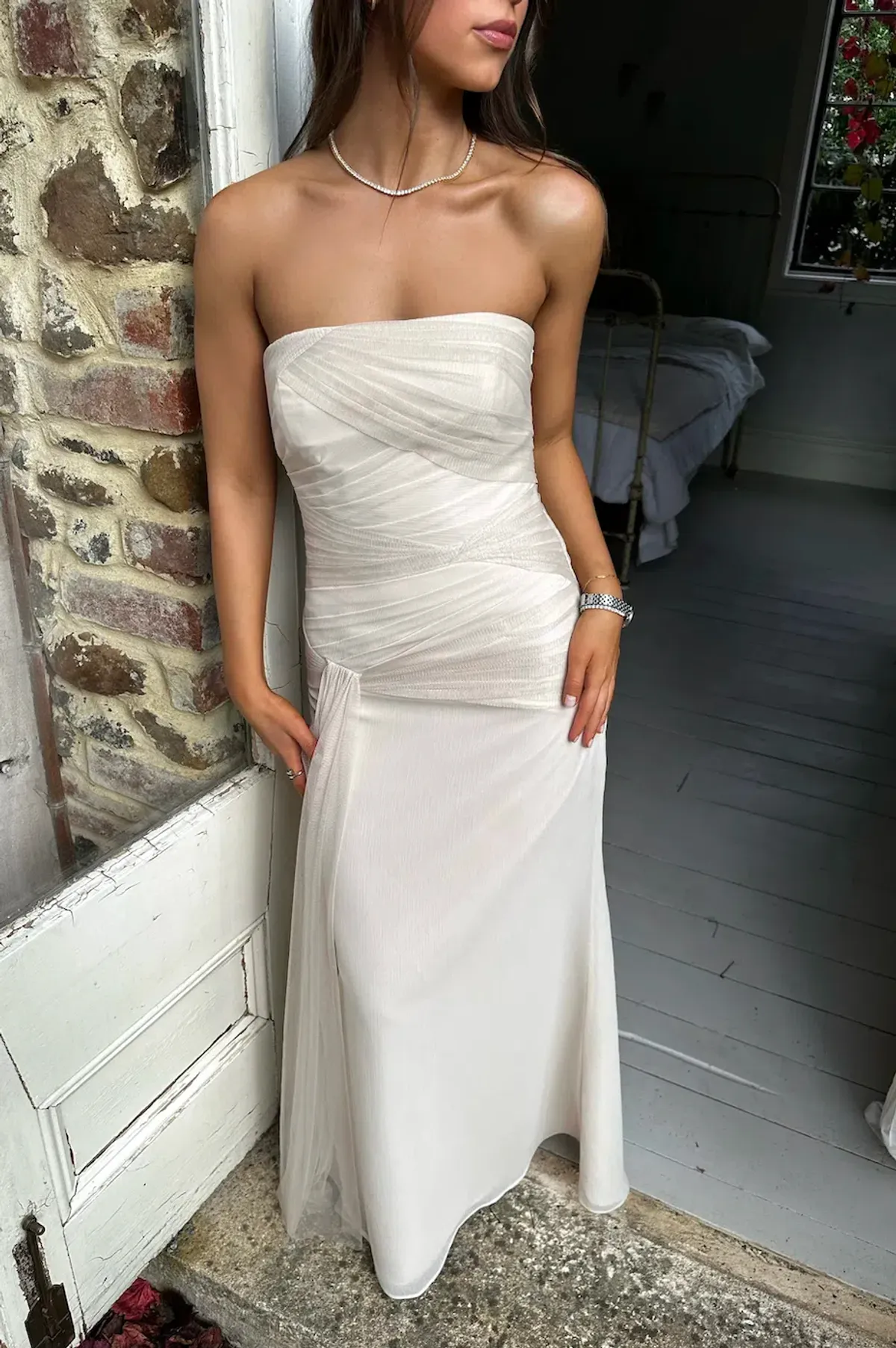 Vintage Vera Wang Paloma Dress Maxi Silver Grey Size AU 8 - Image 1