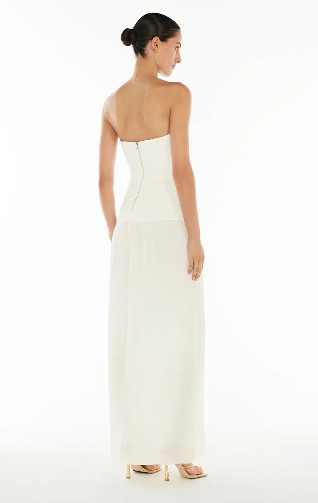 Manning Cartell Double Time Pleat Strapless Maxi Dress White Size 8 for rent on The Volte - main image
