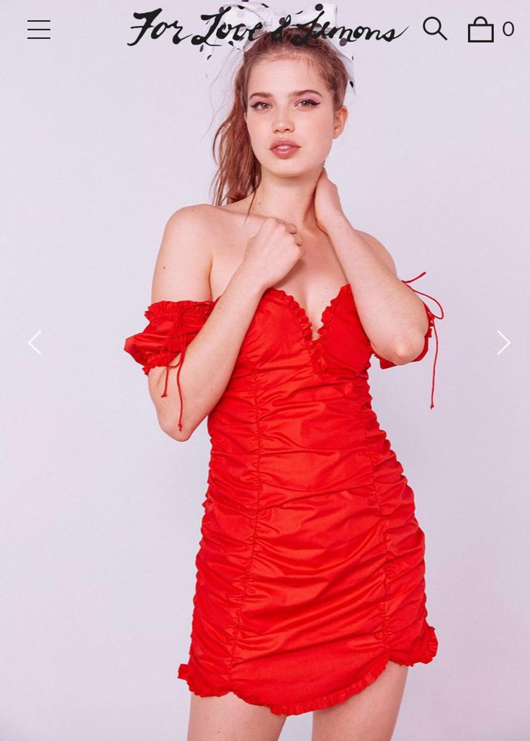 For love & lemons Jackson Shirred Mini Dress size 8 for rent on The Volte - main image