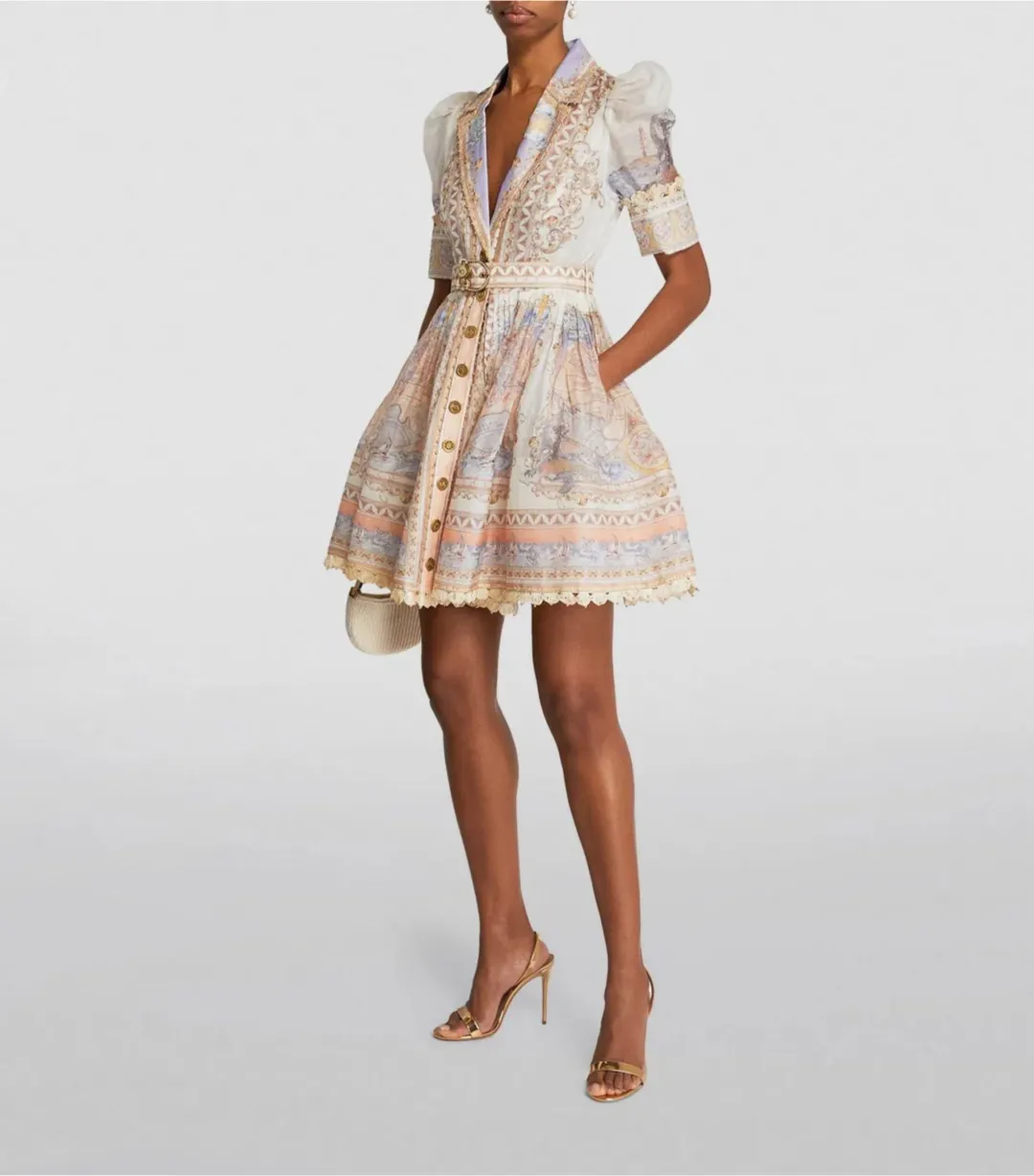 Zimmermann High Tide Mini Shirt Dress Odyssey Print Size 2 / AU 12 for rent on The Volte - main image
