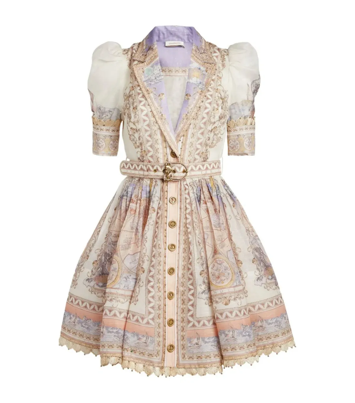 Zimmermann High Tide Mini Shirt Dress Odyssey Print Size 2 / AU 12 - Image 5