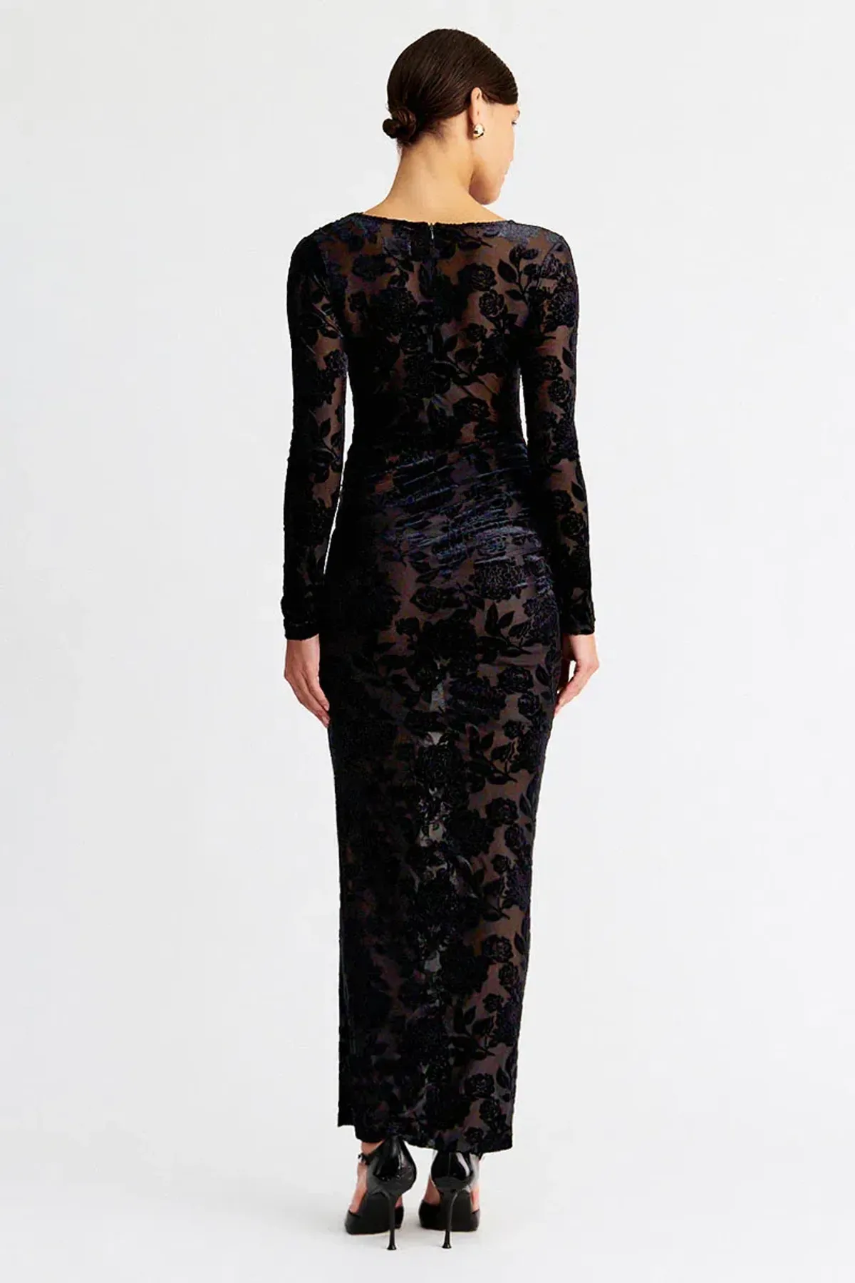 Suboo Helena Long Sleeve Ruched Maxi Black Size 8 - Image 3