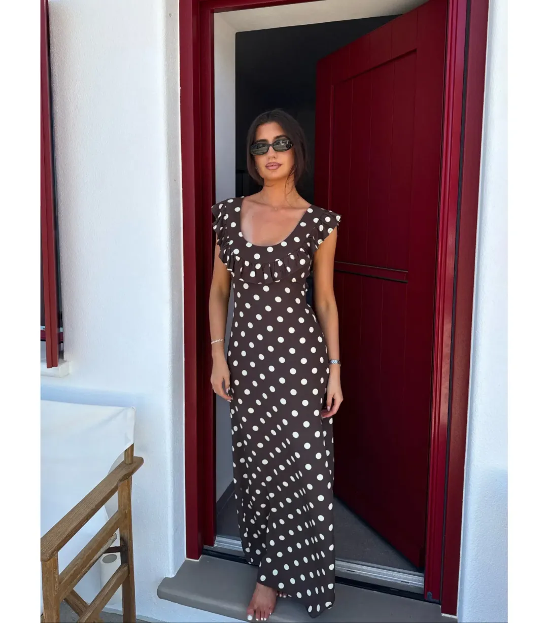 Design by Si Luna Maxi Dress Brown/White Size M / AU 10 for rent on The Volte - main image