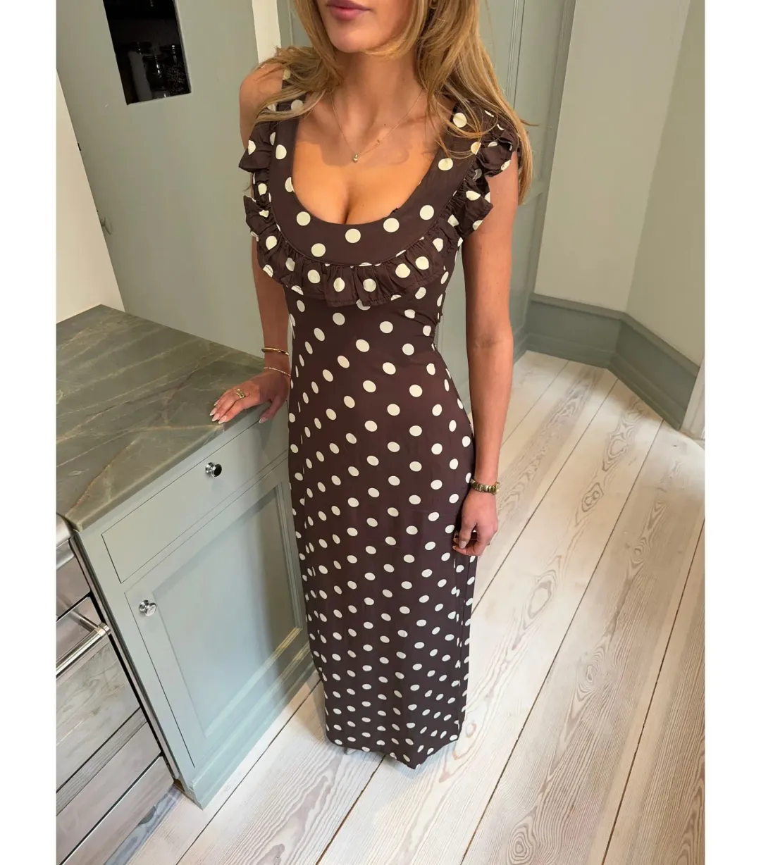 Design by Si Luna Maxi Dress Brown/White Size M / AU 10 for rent on The Volte - main image