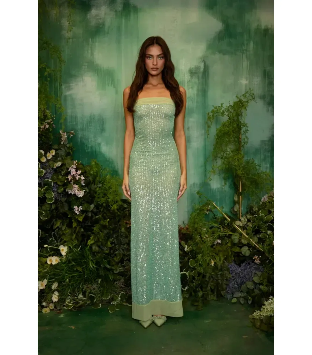 Fait Par Foutch Elizabeth Maxi Dress Malachite Size AU 8 for rent on The Volte - main image