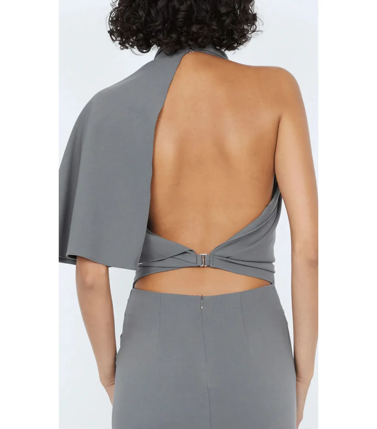 Bec & Bridge Sanja Asym Mini Dress Elephant Grey Size AU 6 - Image 3