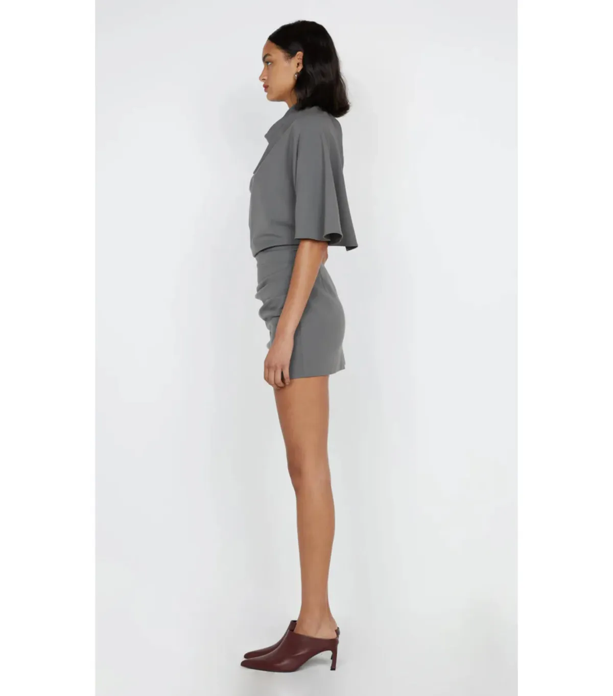 Bec & Bridge Sanja Asym Mini Dress Elephant Grey Size AU 6 - Image 2