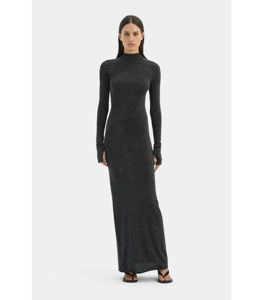 Sir the Label Chiano Long Sleeve Maxi Dress in Black Silver Size 0 / AU 6 for rent on The Volte - main image