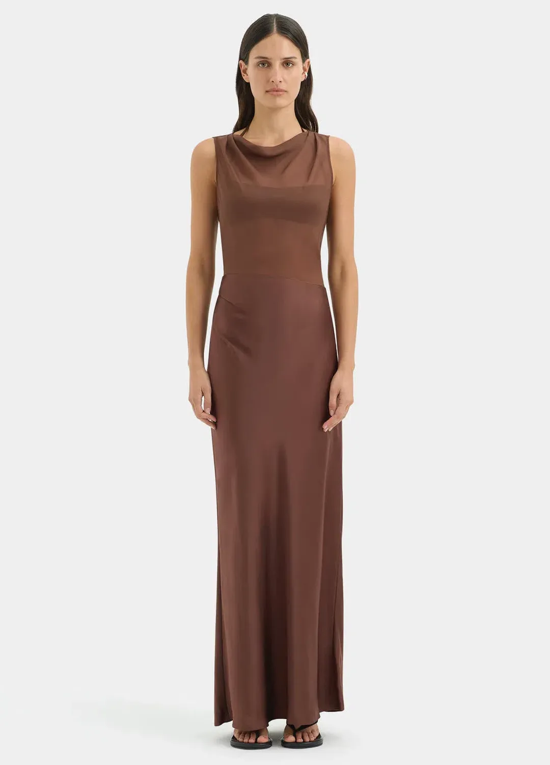 Sir the Label Luca Full Length Gown in Chestnut Brown Size 2 / AU 10 for rent on The Volte - main image