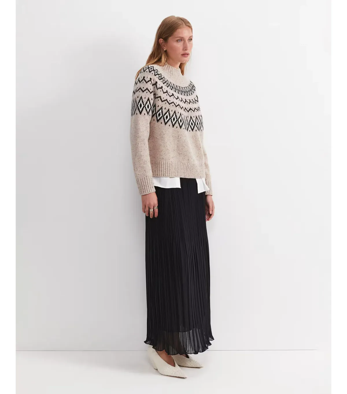 Sportscraft Sunflower Fair Isle Wool Sweater Oatmeal Size - Image 2