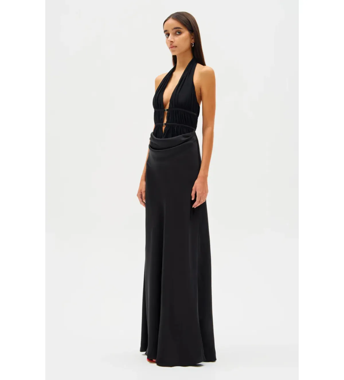 MISHA Celine Satin Maxi Dress Black Size 4/XXS - Image 2