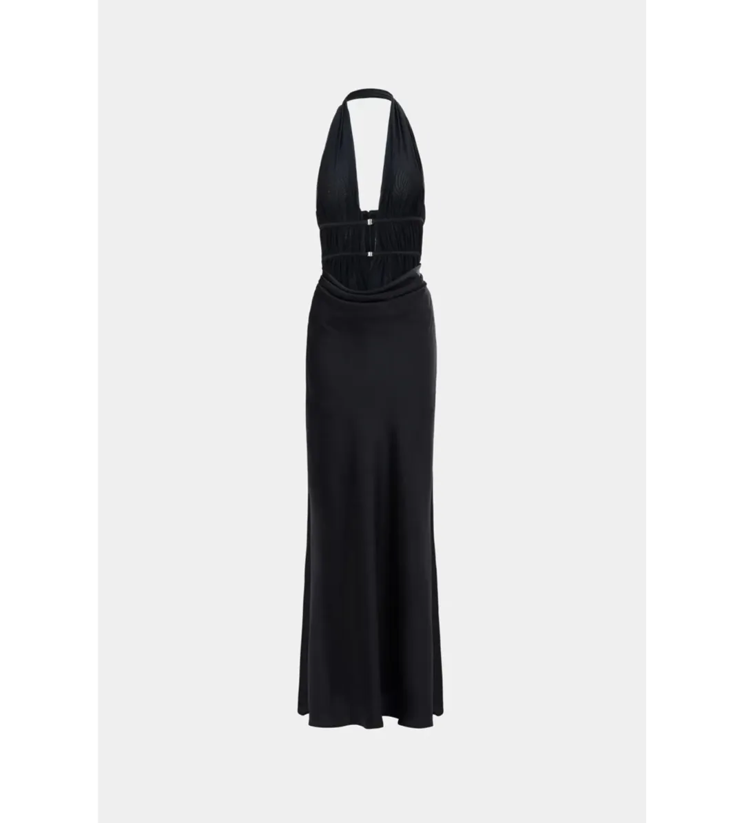 MISHA Celine Satin Maxi Dress Black Size 4/XXS for rent on The Volte - main image