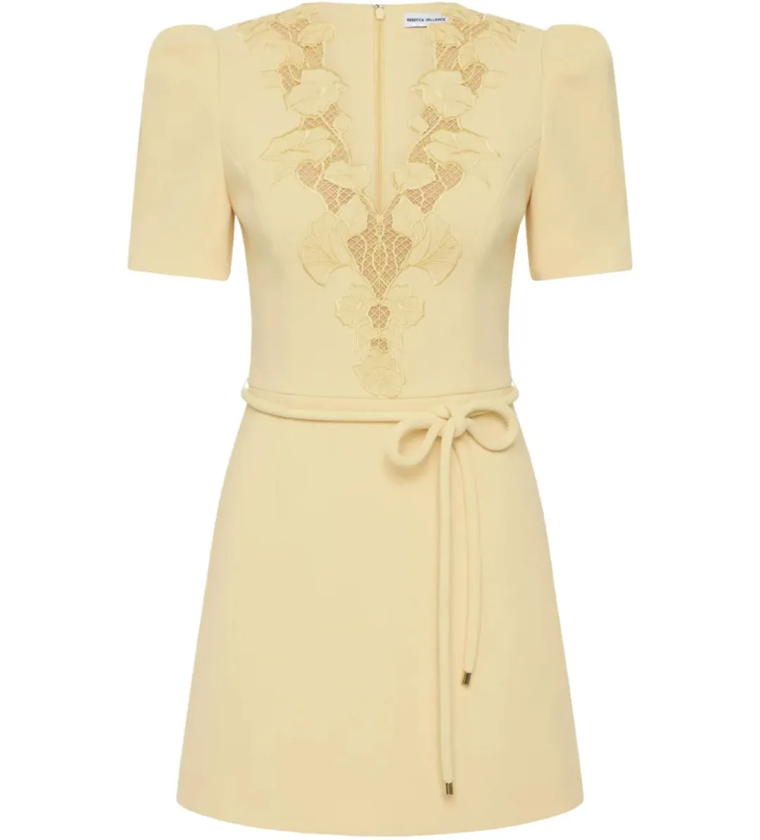 Rebecca Vallance Lulu Short Sleeve Mini Dress in Yellow Size AU 6 for rent on The Volte - main image