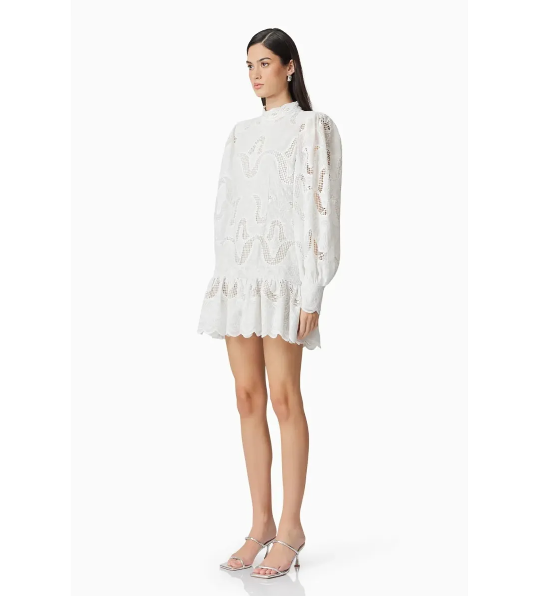 Elliatt Eliza Long Sleeve Mini Dress White Size AU 8 for rent on The Volte - main image