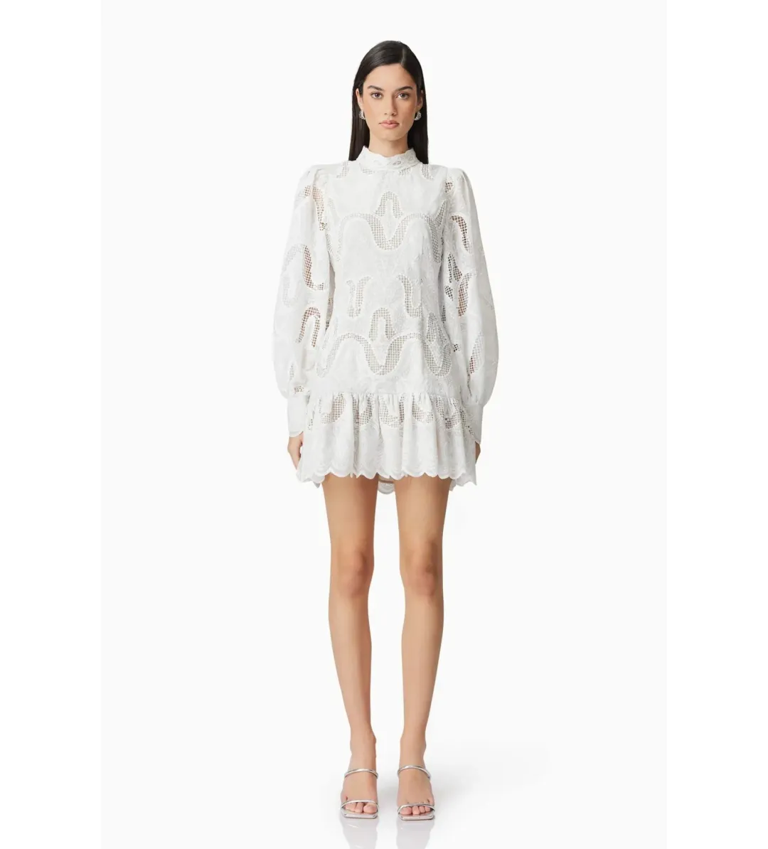 Elliatt Eliza Long Sleeve Mini Dress White Size AU 8 for rent on The Volte - main image