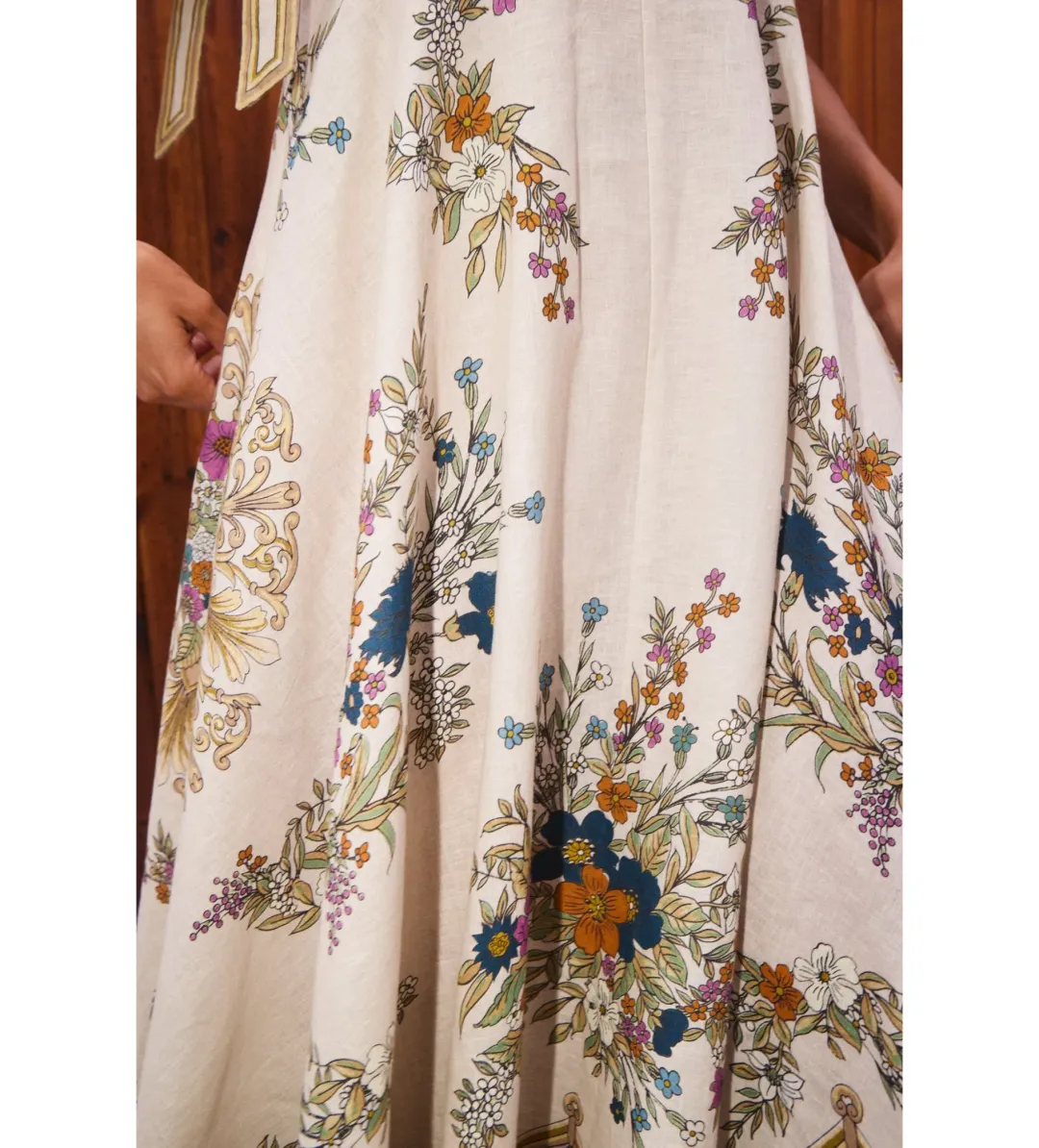 Alemais Antoinette Ballet Midi Sundress Cream Floral Size AU 8 for rent on The Volte - main image