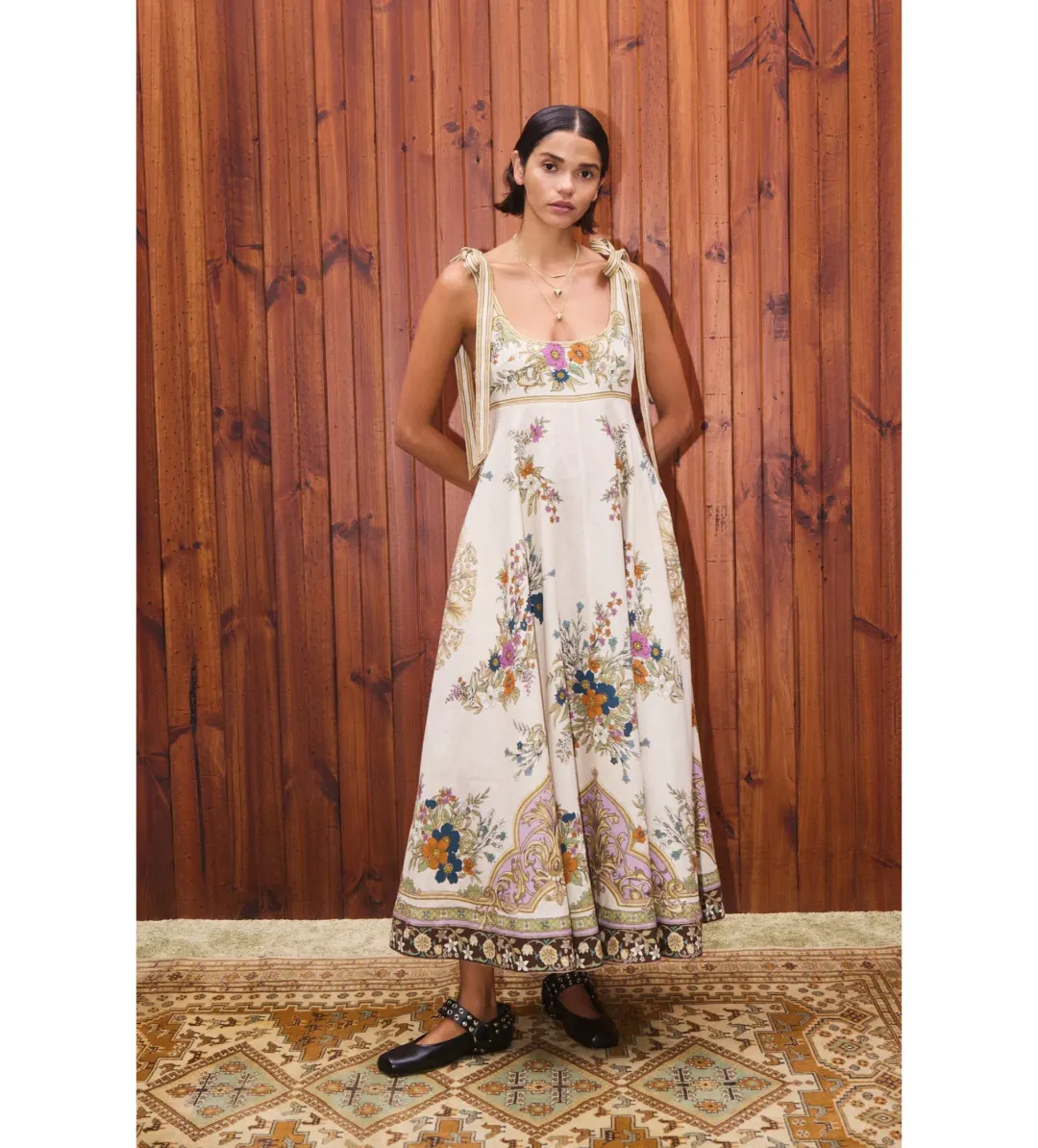 Alemais Antoinette Ballet Midi Sundress Cream Floral Size AU 8 for rent on The Volte - main image