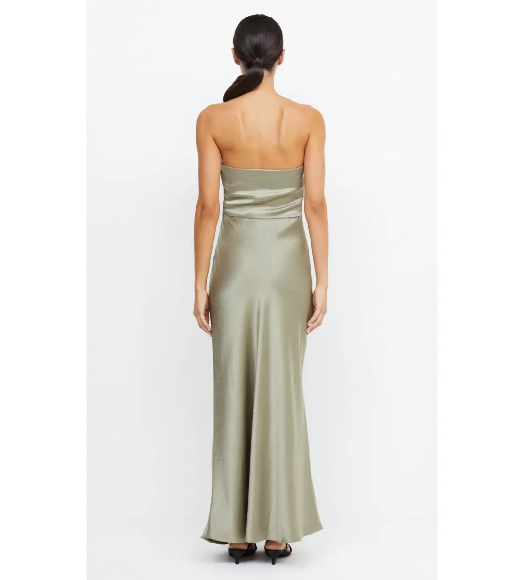 Bec + Bridge Satin Green Sage Maxi Dress Size 8 for rent on The Volte - main image