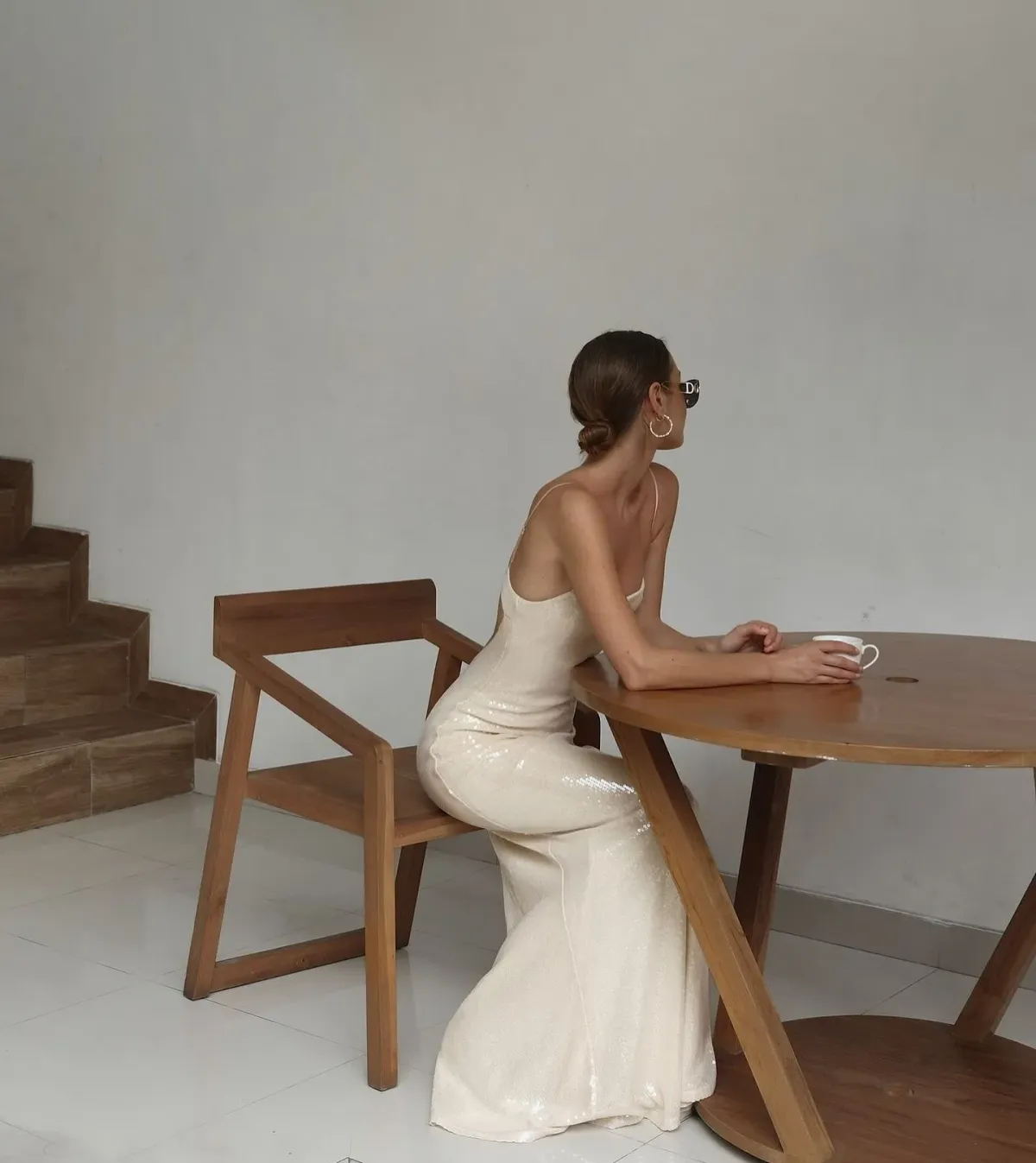 Benni Juliano Sequin Slip Maxi Dress Light Toffee Size 10 - Image 3